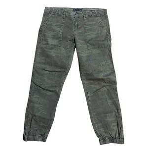 Sanctuary Womens Camo Jogger Pants Green Camouflage Ankle Zip Utility Size 32x26